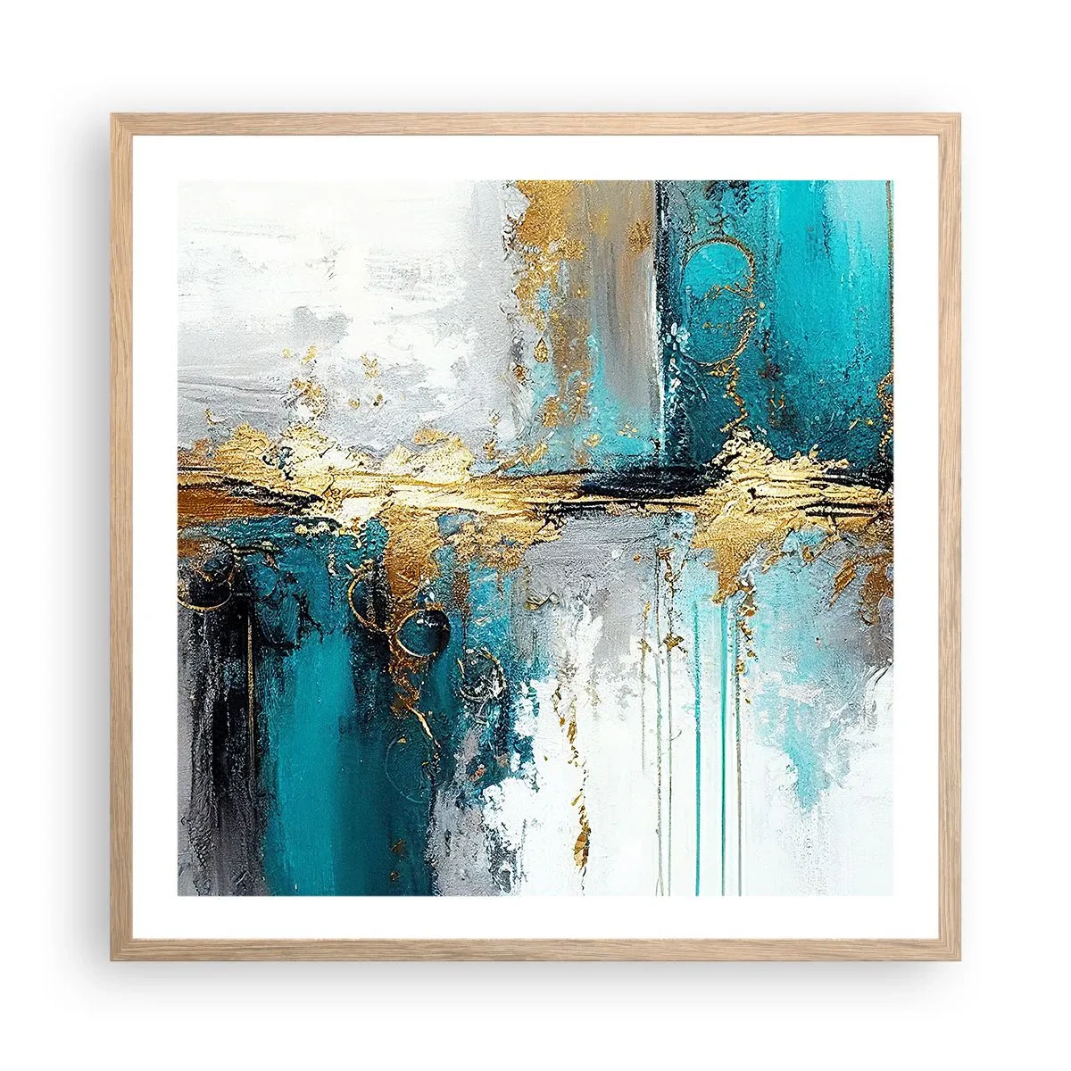 Poster in einem Rahmen aus heller Eiche - Alles fließt - 60x60 cm