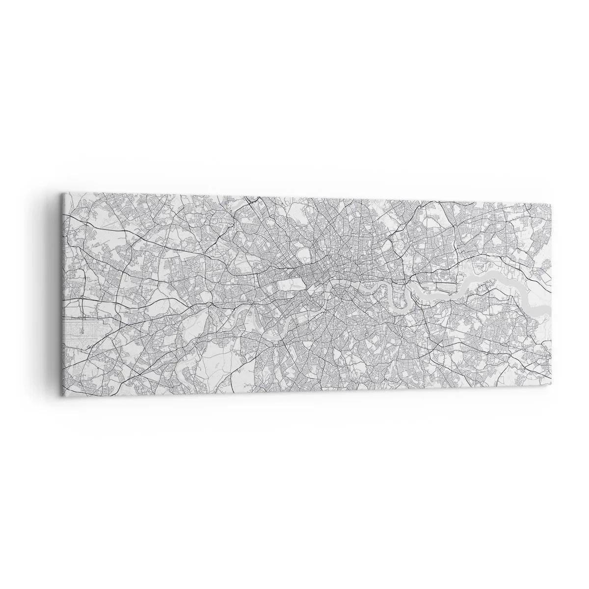 Bild auf Leinwand - Leinwandbild - Ein minimalistischer Stadtplan in Grautönen - 140x50cm - Karte des Labyrinths von London - Moderne Wanddekoration für Wohnzimmer und Schlafzimmer ARTTOR