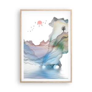 Poster in einem Rahmen aus heller Eiche - Zu den Kristallbergen - 70x100 cm