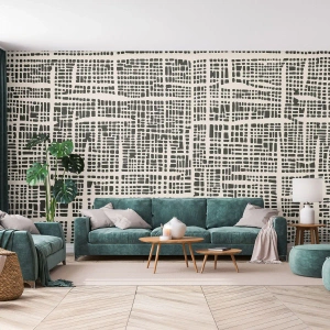 Fototapete Premium Sand - Ein grafisches Muster aus unregelmäßigen Linien und Punkten - 100x70cm - Gewebte Komposition - Moderne Wanddekoration für Wohnzimmer und Schlafzimmer ARTTOR