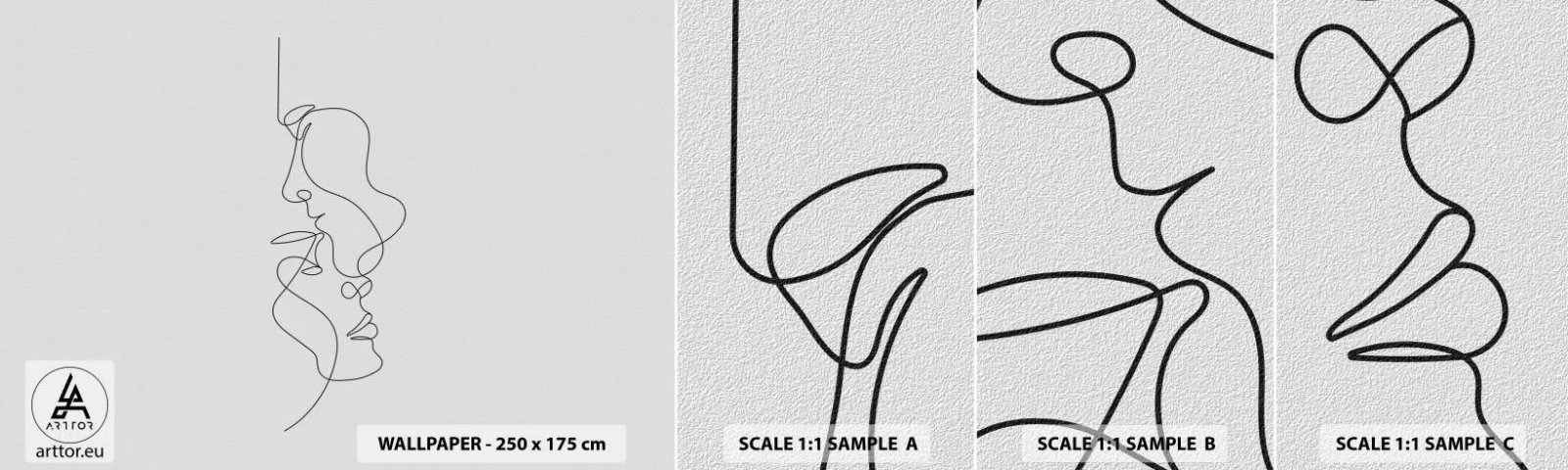 Fototapetenmuster Standard Eco - Die Hitze bitterer Begierden - Grafik, Verliebtes Pärchen, Kuss - 100x30 cm