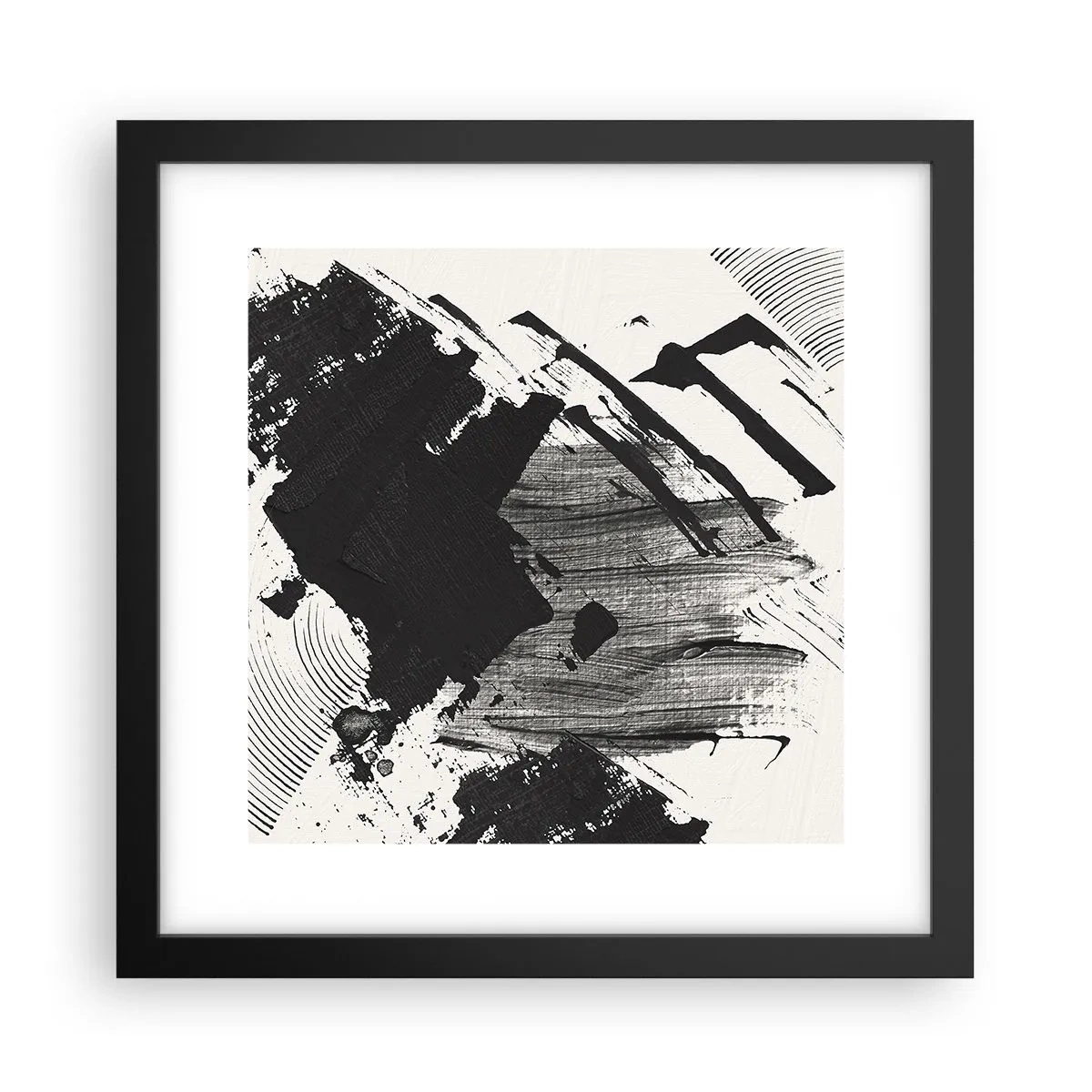 Poster in einem schwarzem Rahmen - Abstraktion – Ausdruck von Schwarz - 30x30 cm