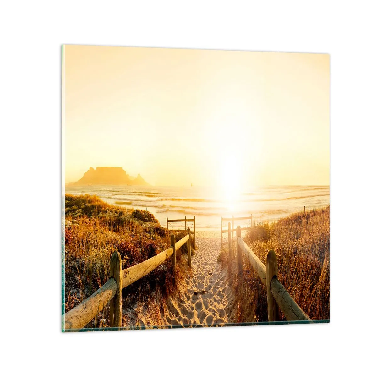 Glasbild - Bild auf glas - Über die Düne, der Sonne entgegen - 50x50 cm