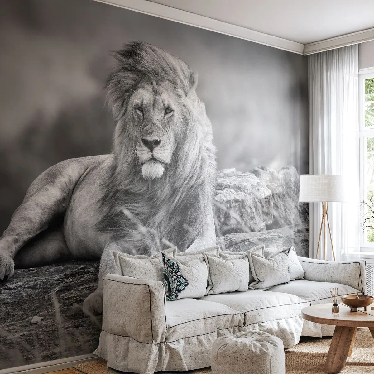 Fototapete Premium Canvas - Königliche Siesta - Löwe, Tiere, Natur - 250x175 cm