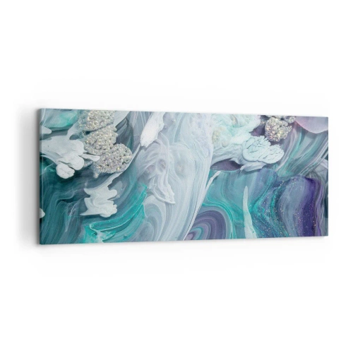 Bild auf Leinwand - Leinwandbild - Abstrakte Wirbel in Blau- und Weißtönen - 120x50cm - Strömungen von Himmelblau - Moderne Wanddekoration für Wohnzimmer und Schlafzimmer ARTTOR