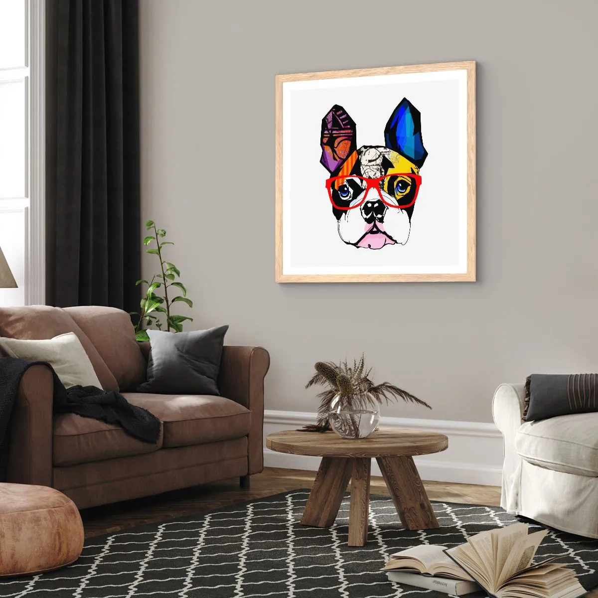 Poster in einem Rahmen aus heller Eiche - Intellektuelle - 60x60 cm