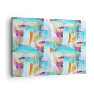 Bild auf Leinwand - Leinwandbild - Farbenfrohe Abstraktion mit dynamischen Pinselstrichen - 70x50cm - Fröhlicher Labyrinth-Liner - Moderne Wanddekoration für Wohnzimmer und Schlafzimmer ARTTOR