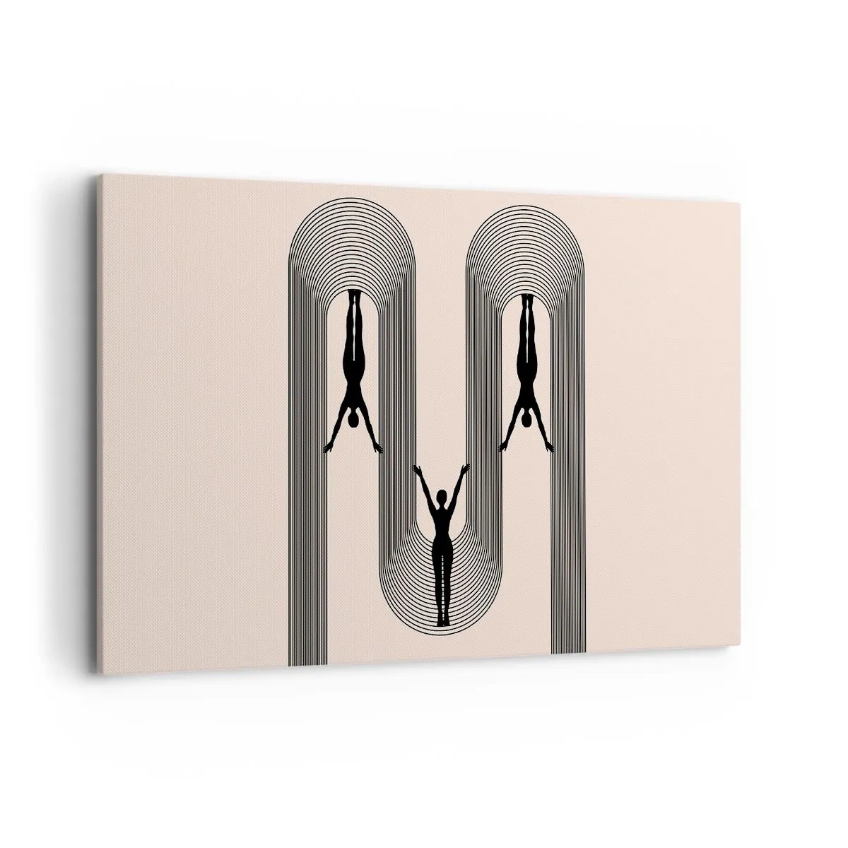Bild auf Leinwand - Leinwandbild - Geometrische Silhouetten auf beigem Hintergrund - 120x80cm - Verkehrt herum - Moderne Wanddekoration für Wohnzimmer und Schlafzimmer ARTTOR