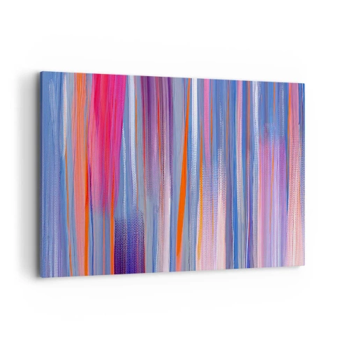 Bild auf Leinwand - Leinwandbild - Abstrakte vertikale Linien in Blau- und Rosatönen - 100x70cm - Aufstieg zum Regenbogen - Moderne Wanddekoration für Wohnzimmer und Schlafzimmer ARTTOR