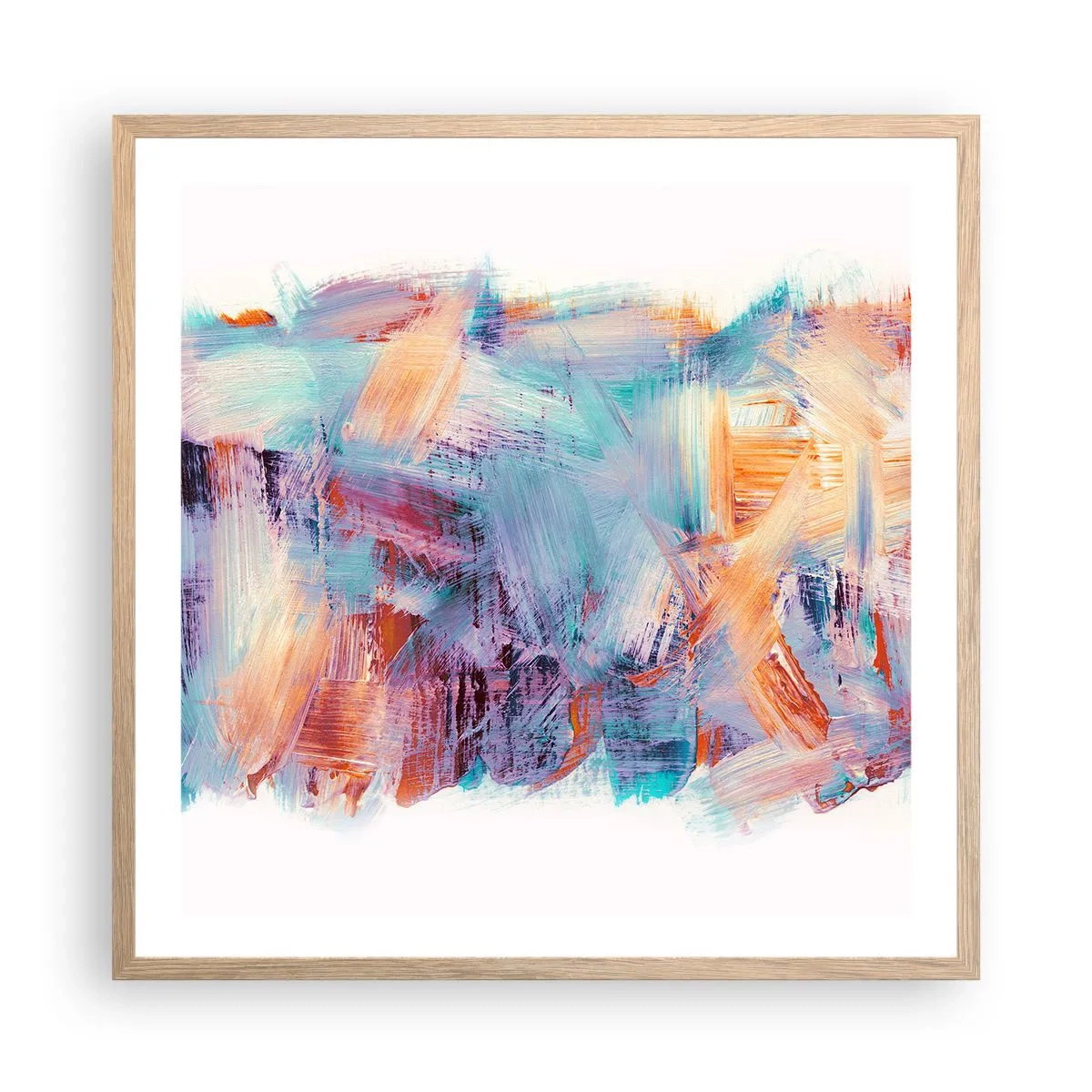 Poster in einem Rahmen aus heller Eiche - Buntes Durcheinander - 60x60 cm