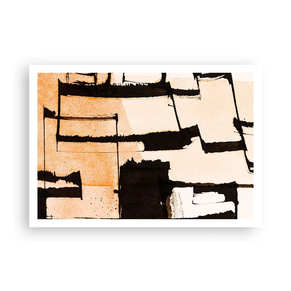 Poster - Geometrische Muster in Braun- und Beigetönen - 100x70cm - Also doch Ordnung - Moderne Wanddekoration für Wohnzimmer und Schlafzimmer ARTTOR