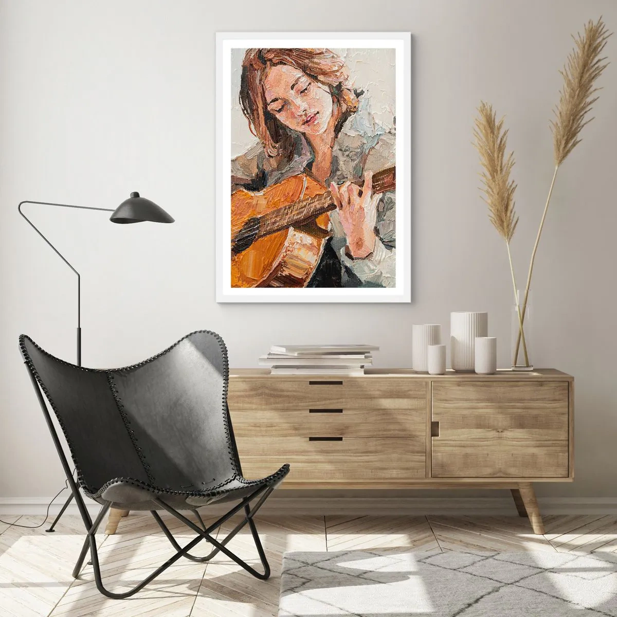 Poster in einem weißen Rahmen - Konzert für Gitarre und Mädchenherz - 70x100 cm