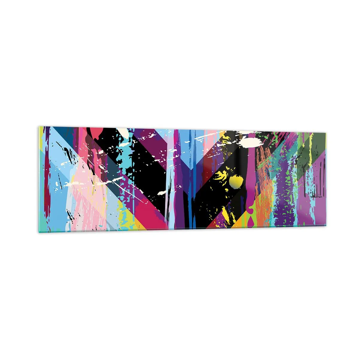 Glasbild - Bild auf glas - Abstraktes Muster mit bunten geometrischen Formen - 160x50cm - Von oben nach unten - Moderne Wanddekoration für Wohnzimmer und Schlafzimmer ARTTOR