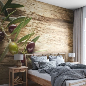 Maßgeschneiderte Fototapete Premium Sand - Direkt aus der Natur - Ölzweig, Natur, Oliven
