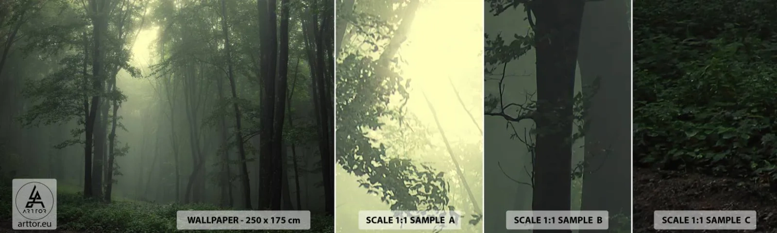 Fototapeten Muster Selbstklebend Deluxe Sticker - Bevor er aufwacht - Landschaft, Wald, Natur - 100x30 cm