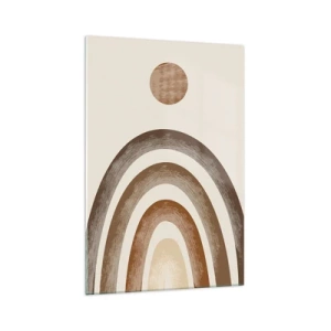 Glasbild - Bild auf glas - Geometrisches Planetenmotiv in Brauntönen - 70x100cm - In einer weit entfernten Galaxie - Moderne Wanddekoration für Wohnzimmer und Schlafzimmer ARTTOR