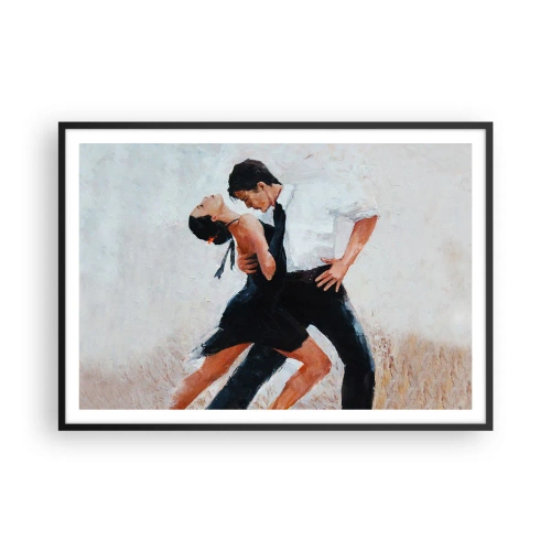 Poster in einem schwarzem Rahmen - Ein tanzendes Paar in einer eleganten, sinnlichen Aufnahme - 100x70cm - Tango meiner Träume und Träume - Moderne Wanddekoration für Wohnzimmer und Schlafzimmer ARTTOR