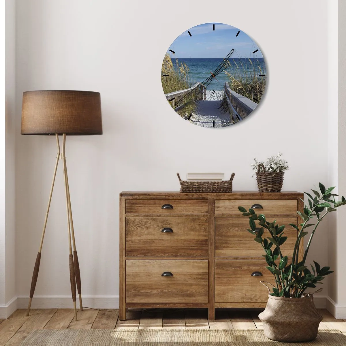 Wanduhr - Glasuhr - Zugang zum Strand mit Meerblick - 30x30cm - In der Sonne, im Wind - Moderne Wanddekoration für Wohnzimmer, Küche und Schlafzimmer ARTTOR