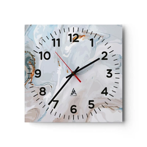 Wanduhr - Glasuhr - Das Weiß wird erhoben - 40x40 cm