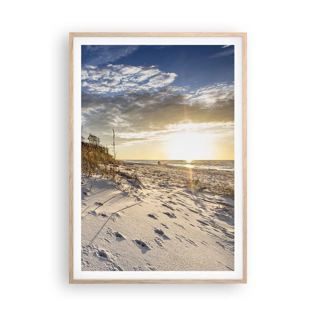 Poster in einem Rahmen aus heller Eiche - Einladung zu einem Spaziergang - 70x100 cm