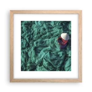 Poster in einem Rahmen aus heller Eiche - In einem Meer aus Netzen - 30x30 cm