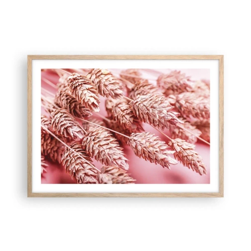 Poster in einem Rahmen aus heller Eiche - Eine Blumenkaskade in Rosa - 70x50 cm