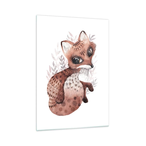 Glasbild - Bild auf glas - Ein süßer Aquarellfuchs auf weißem Hintergrund - 50x70cm - Einfach lieben - Moderne Wanddekoration für Wohnzimmer und Schlafzimmer ARTTOR