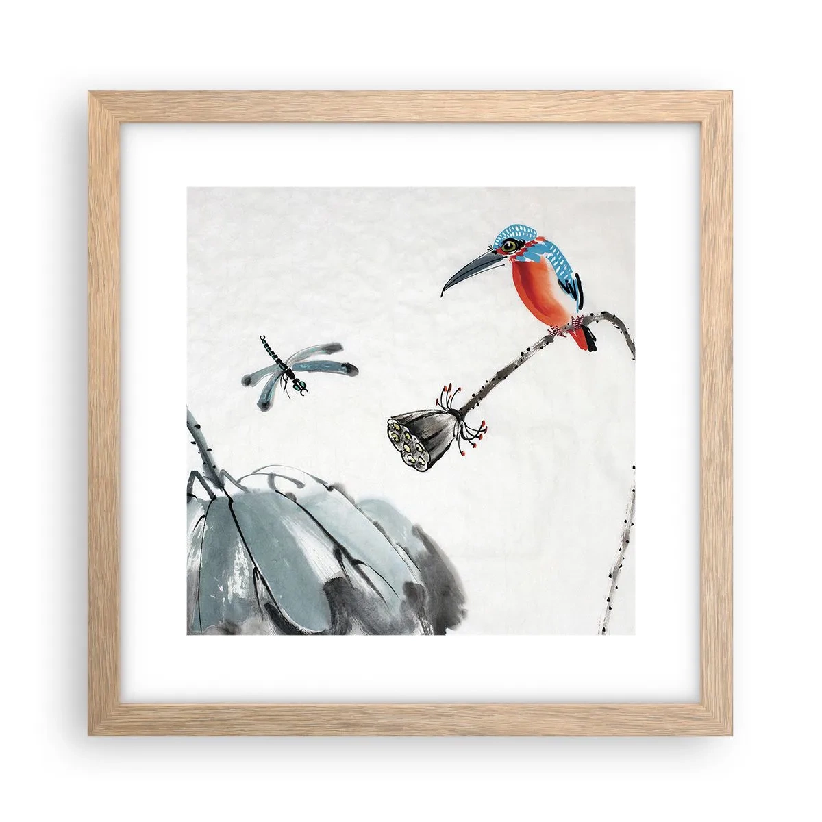 Poster in einem Rahmen aus heller Eiche - Das Leben der Wiese - 30x30 cm