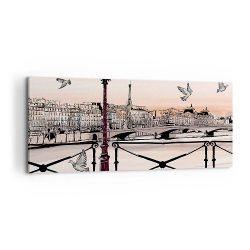 Bild auf Leinwand - Leinwandbild - Über den Dächern von Paris - 100x40 cm