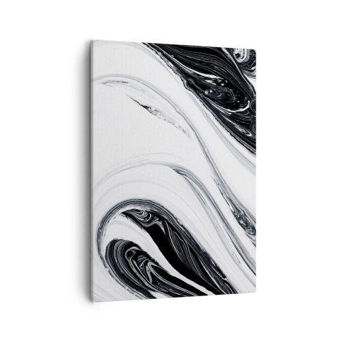 Bild auf Leinwand - Leinwandbild - Schwarz-Weiß-Abstraktion mit dynamischen Linien und Wirbeln - 50x70cm - Kombination aus Gegensätzen - Moderne Wanddekoration für Wohnzimmer und Schlafzimmer ARTTOR