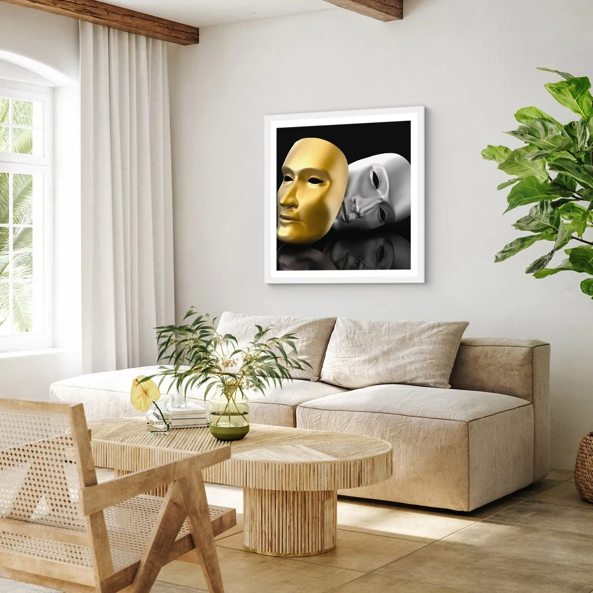 Poster in einem weißen Rahmen - Das Leben ist wie ein Theater - 40x40 cm