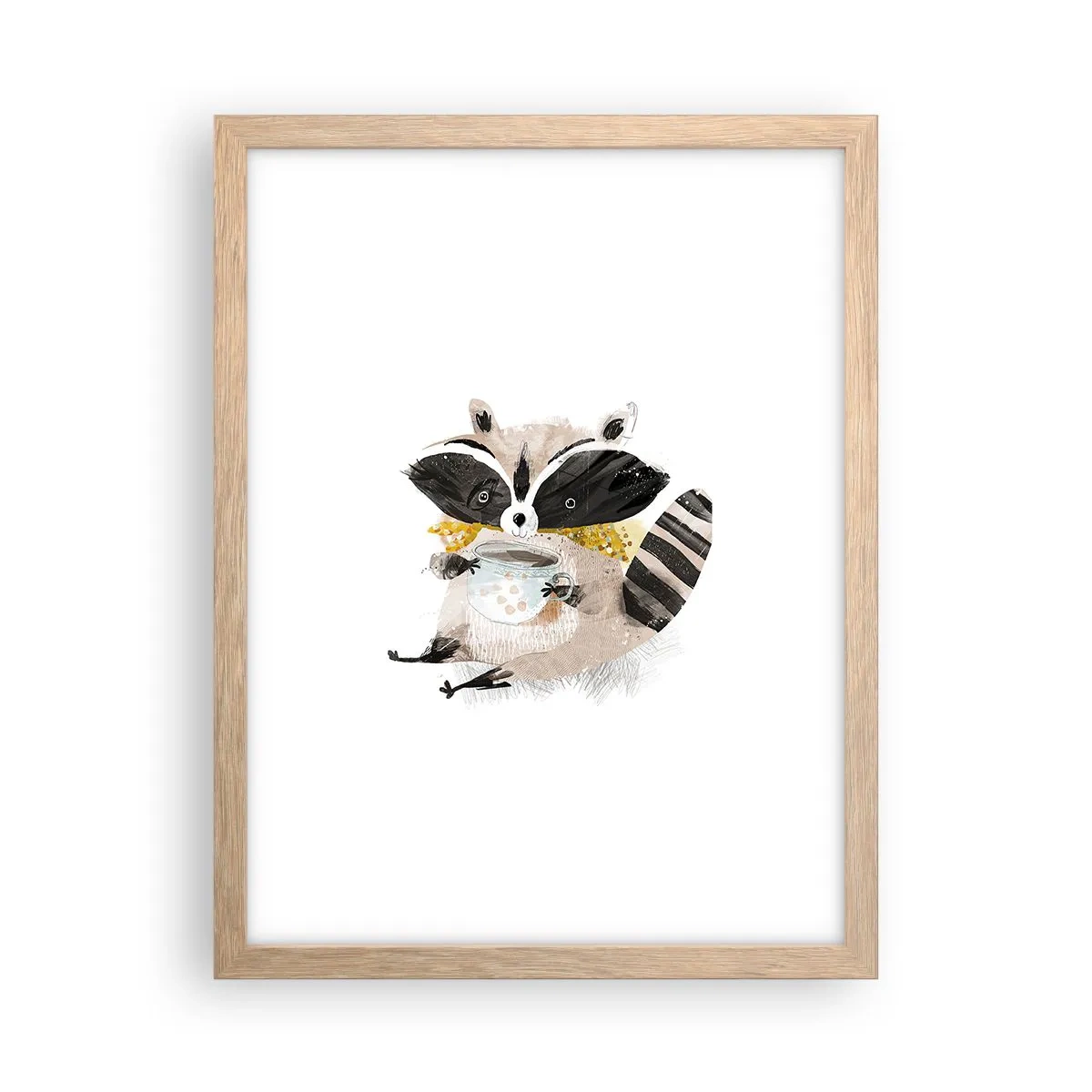 Poster in einem Rahmen aus heller Eiche - Mein Freund der Waschbär - 30x40 cm