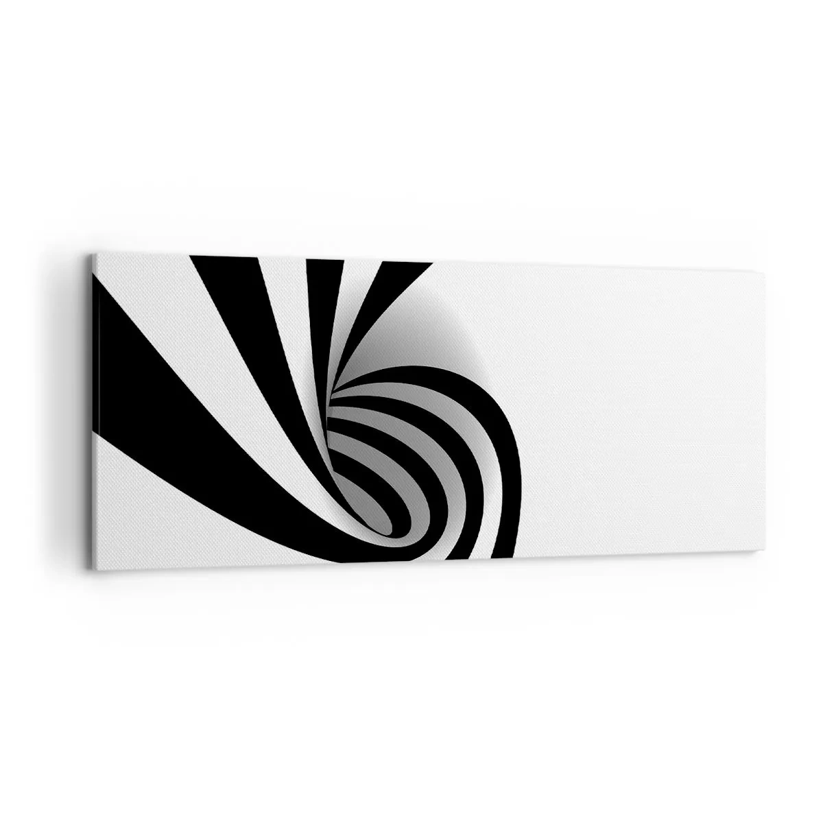 Bild auf Leinwand - Leinwandbild - Abstrakter optischer Wirbel in Schwarzweiß - 120x50cm - Und doch dreht es sich - Moderne Wanddekoration für Wohnzimmer und Schlafzimmer ARTTOR
