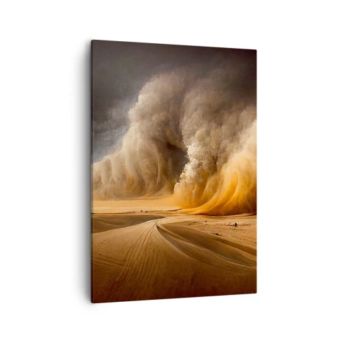 Bild auf Leinwand - Leinwandbild - Beeindruckender Sandsturm in der Wüste - 50x70cm - Zorn der Wüste - Moderne Wanddekoration für Wohnzimmer und Schlafzimmer ARTTOR