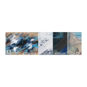Fototapeten Muster Premium Canvas - Auf einer blauen Diagonale - Stück, Abstraktion, Farben - 100x30 cm