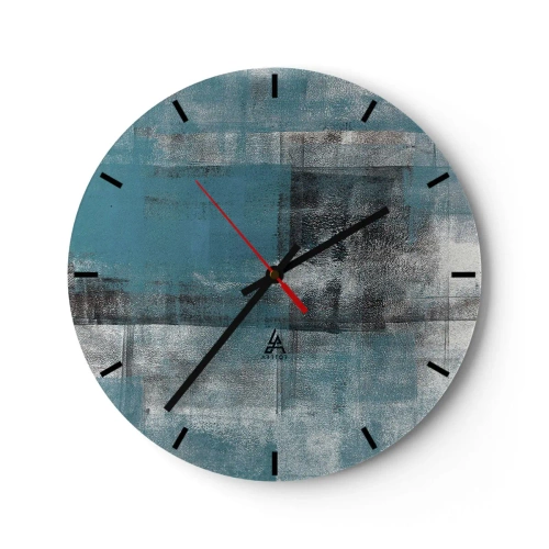 Wanduhr - Glasuhr - Abstraktes Muster in Türkis- und Grautönen - 30x30cm - Wasser und Luft - Moderne Wanddekoration für Wohnzimmer, Küche und Schlafzimmer ARTTOR