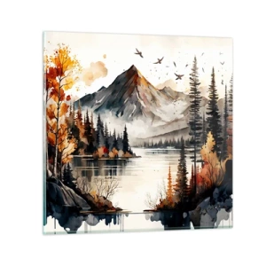 Glasbild - Bild auf glas - Goldener Herbst in den Bergen - 40x40 cm