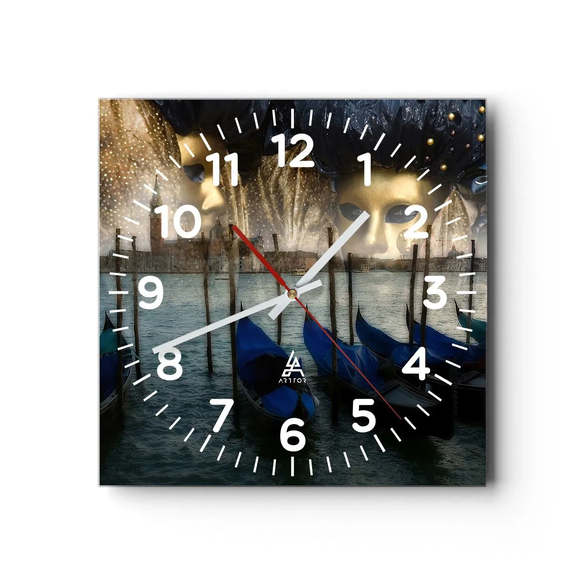Wanduhr - Glasuhr - Es ist Zeit, den Karneval zu starten - 40x40 cm