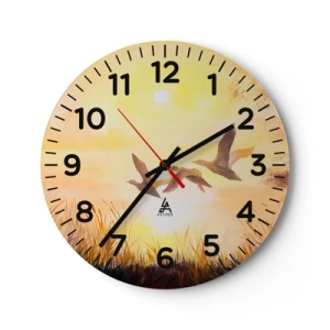 Wanduhr - Glasuhr - Der Beginn einer langen Reise - 40x40 cm
