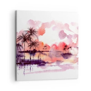 Bild auf Leinwand - Leinwandbild - Die Ruhe der Tropen in Rot - 50x50 cm