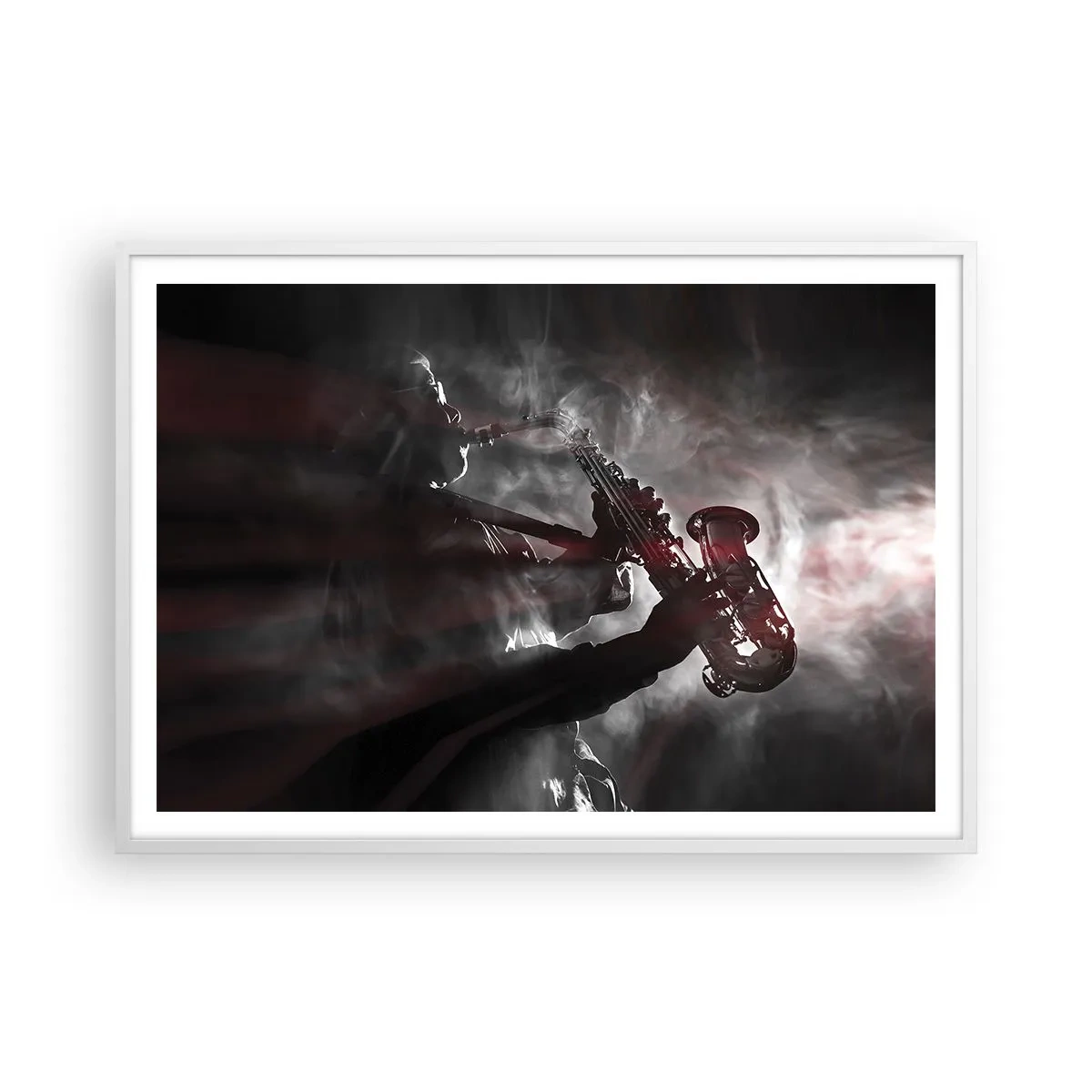 Poster in einem weißen Rahmen - In den Dämpfen des Jazz - 100x70 cm