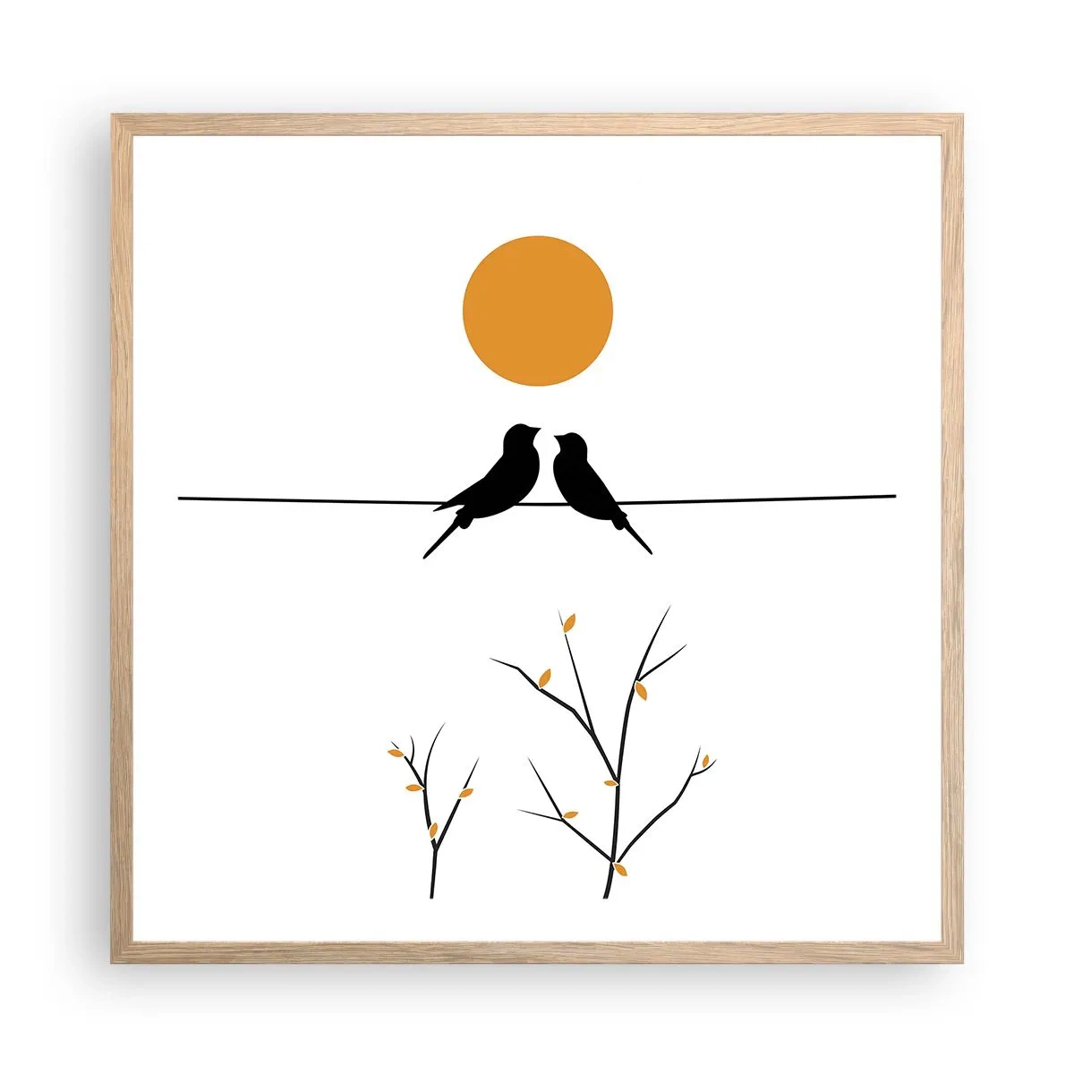 Poster in einem Rahmen aus heller Eiche - Abend der Nachtigallen - 60x60 cm