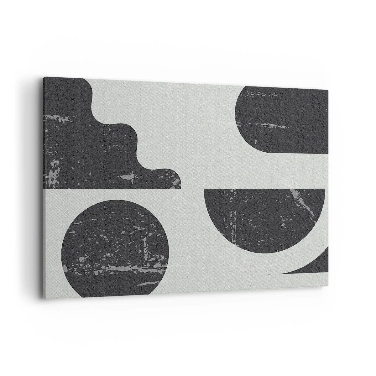 Bild auf Leinwand - Leinwandbild - Geometrische Muster in Schwarz- und Grautönen - 100x70cm - Komposition oben und unten - Moderne Wanddekoration für Wohnzimmer und Schlafzimmer ARTTOR