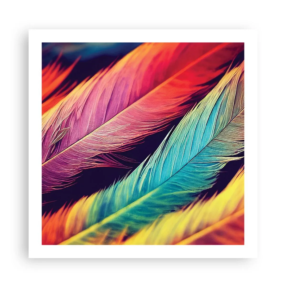 Poster - Gefiederter Regenbogen - 60x60 cm