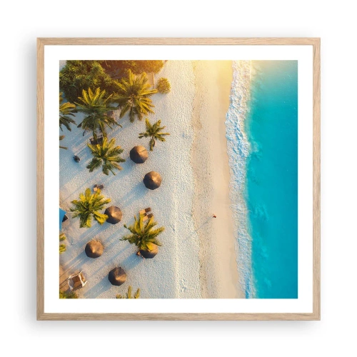 Poster in einem Rahmen aus heller Eiche - Willkommen im Paradies - 60x60 cm