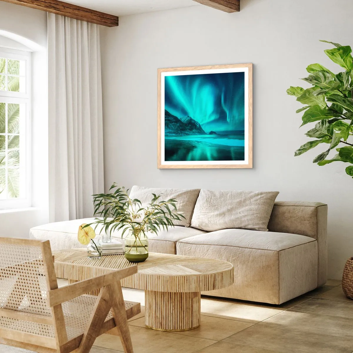 Poster in einem Rahmen aus heller Eiche - Wunder des Nordens - 50x50 cm