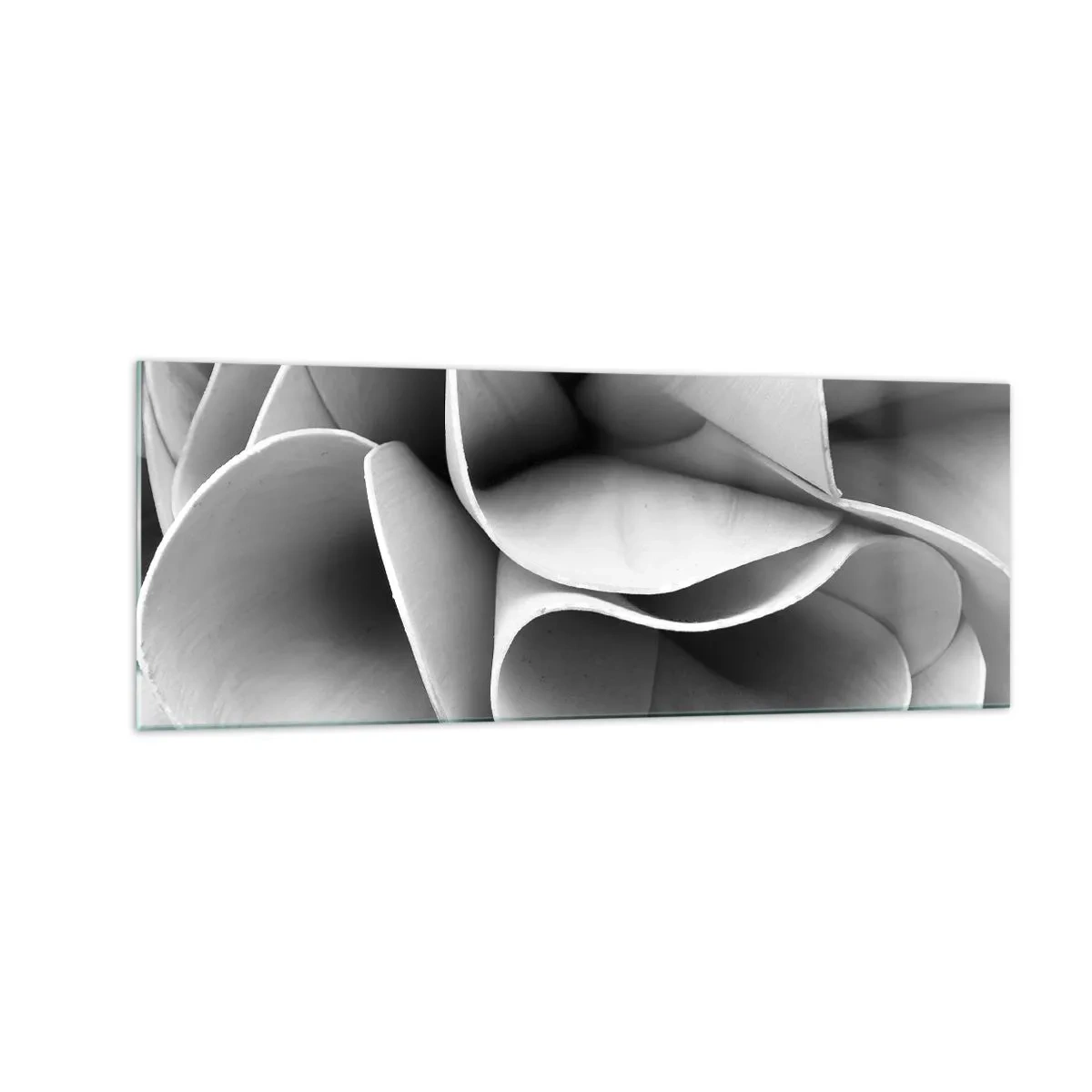 Glasbild - Bild auf glas - Schwarz-weiße Details abstrakter Formen - 140x50cm - Es passiert im Weltraum - Moderne Wanddekoration für Wohnzimmer und Schlafzimmer ARTTOR
