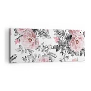 Bild auf Leinwand - Leinwandbild - Verliere dich in den Blüten der Rosen - 100x40 cm