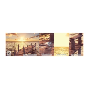Fototapeten Muster Selbstklebend Deluxe Sticker - Das goldene Land der Sanftmut - Landschaft, Meer, Holzbrücke - 100x30 cm