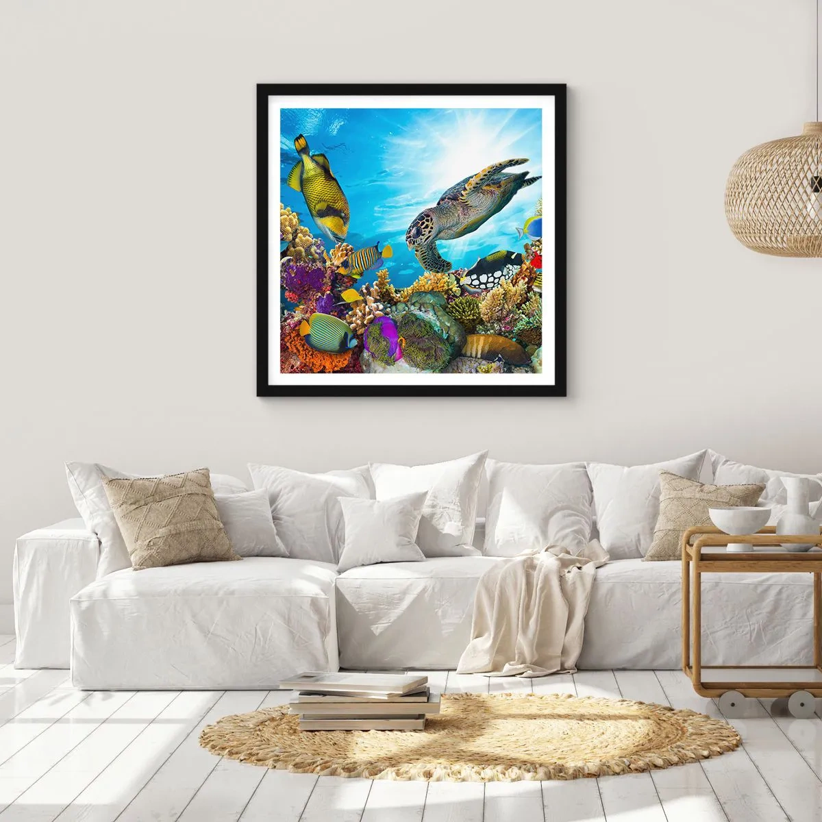 Poster in einem schwarzem Rahmen - Korallenpromenade - 60x60 cm